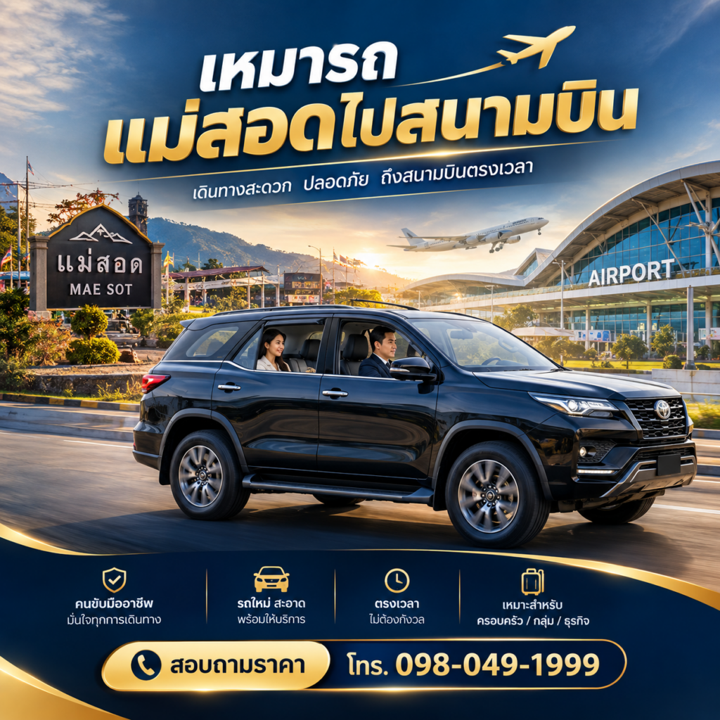 เหมารถแม่สอดไปสนามบิน